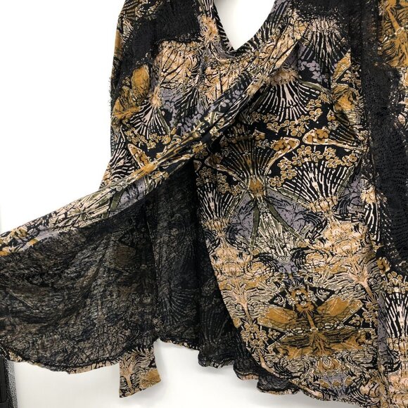 Free People Sepia Toned New World Jersey Nouveau flowy cross front Top size S - Picture 12 of 16